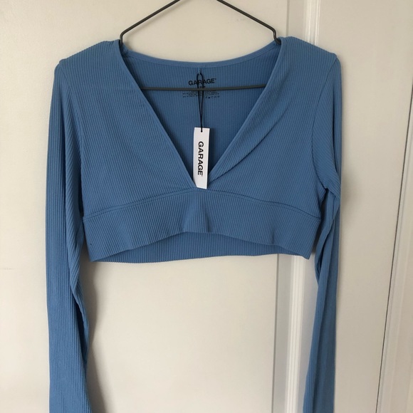 NWWT blue v neck crop top from Garage - Picture 1 of 3